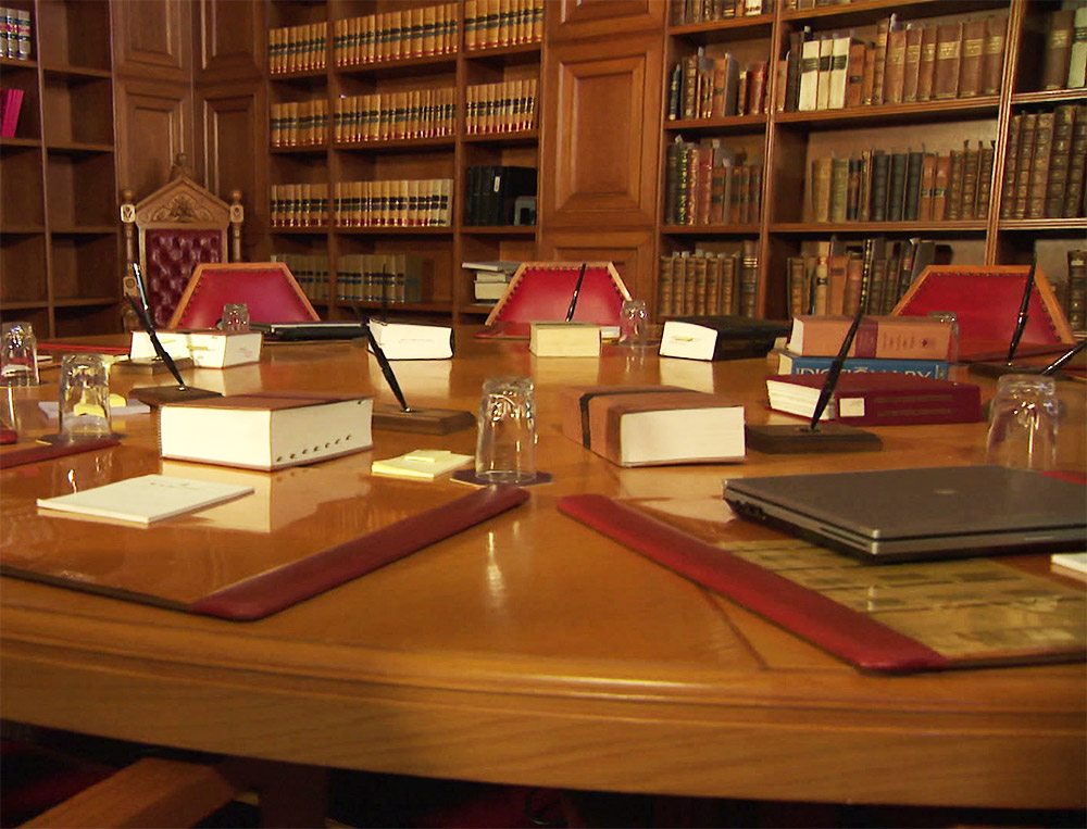 Supreme Court building in the fog during winter